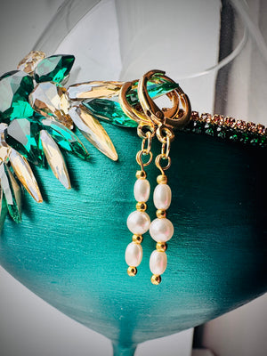 Celeste Blossom Earrings – Austrian Crystal Flower Gold Plated Pearl Drops