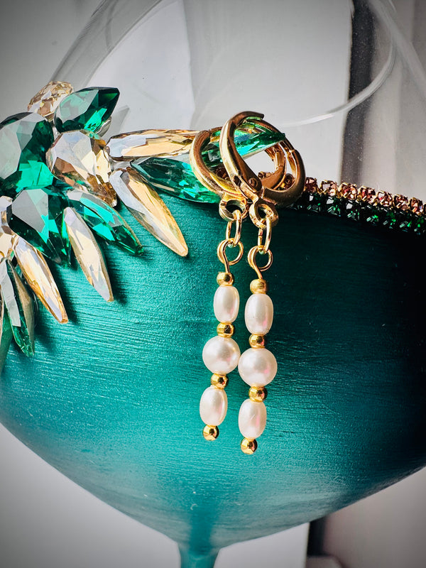 Celeste Blossom Earrings – Austrian Crystal Flower Gold Plated Pearl Drops