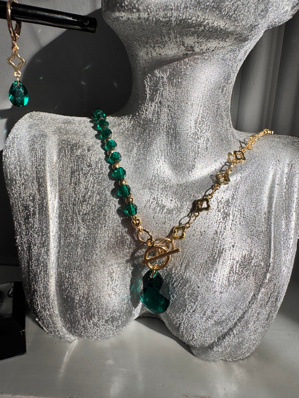 Emerald Enchanté Necklace – Premium Austrian Crystal & Gold Plated Handmade Jewellery