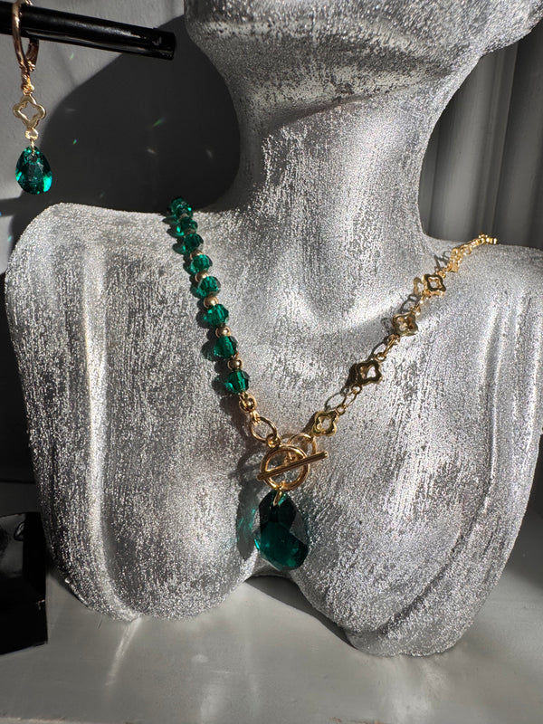 Emerald Enchanté Necklace – Premium Austrian Crystal & Gold Plated Handmade Jewellery
