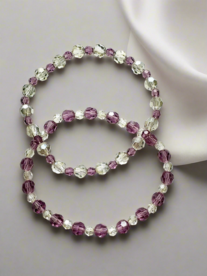Iris & Silver Shade Crystal Bracelets – Premium Austrian Beads (Single or Set)