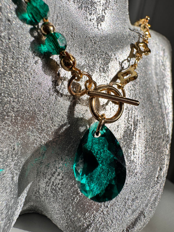 Emerald Enchanté Necklace – Premium Austrian Crystal & Gold Plated Handmade Jewellery