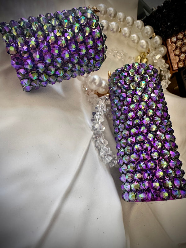Crystal Paradise Shine Perfume Atomiser 10 ml – Premium Austrian Crystals with Green and Purple accents(PERFUME NOT INCLUDED)
