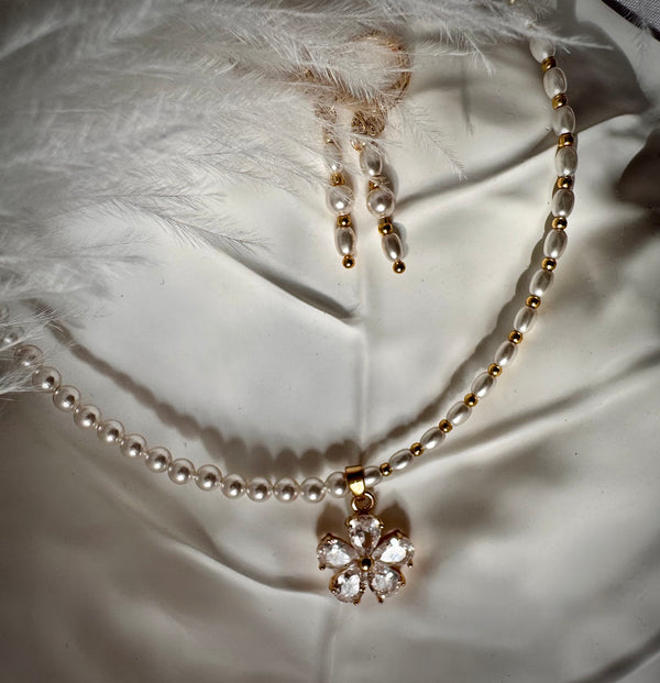 Celeste Blossom Jewellery Set – Handmade Austrian Crystal Pearl Jewellery | Daring Decor