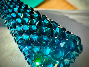 Glam on a Dime Blue Zircon Crystal Perfume Atomiser – Refillable Travel Spray Bottle | Full-Cover Sparkle | Budget-Friendly Luxury (PERFUME NOT INCLUDED)