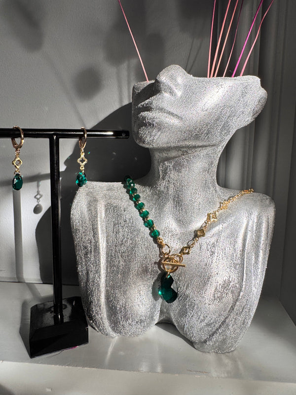 Emerald Enchanté Jewellery Set – Handmade Austrian Crystal & Gold-Plated Jewellery | Daring Décor