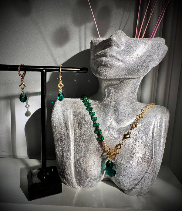 Emerald Enchanté Earrings – Handmade Austrian Crystal Gold Plated Drops