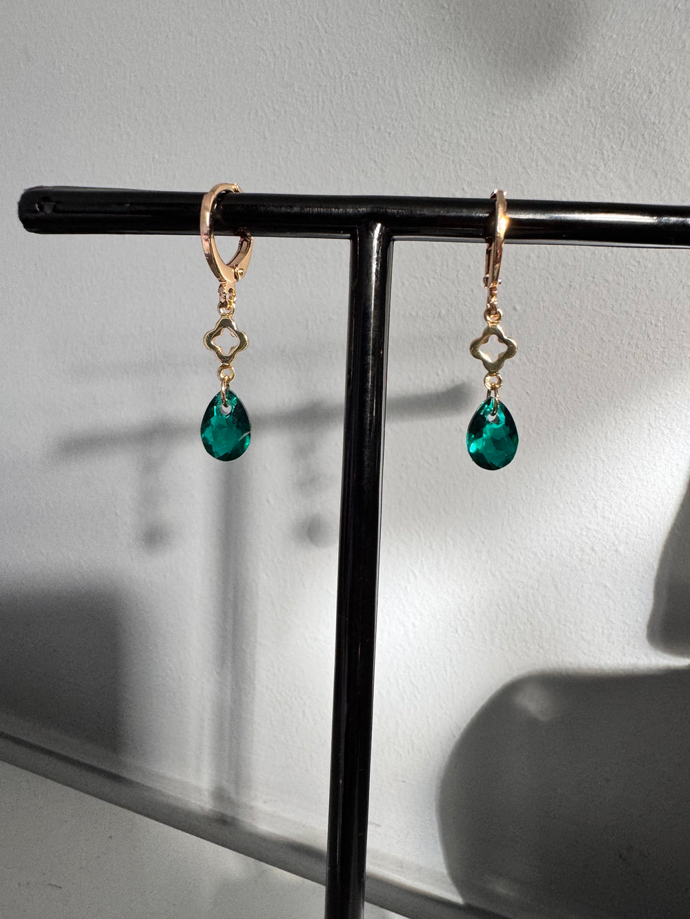 Emerald Enchanté Earrings – Handmade Austrian Crystal Gold Plated Drops