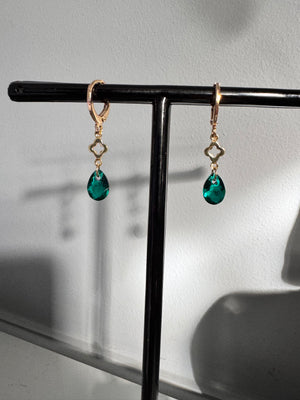 Emerald Enchanté Earrings – Handmade Austrian Crystal Gold Plated Drops