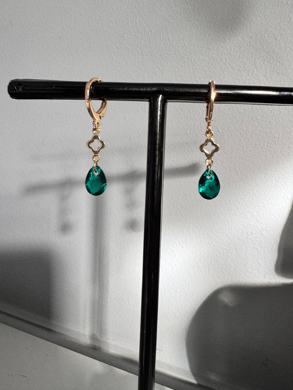 Emerald Enchanté Earrings – Handmade Austrian Crystal Gold Plated Drops