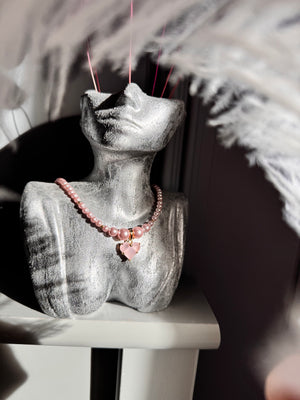 Rosé Amour Choker – Pink Pearl & Heart Pendant Gold Plated Handmade Jewellery