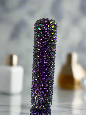 Crystal Paradise Shine Perfume Atomiser 10 ml – Premium Austrian Crystals with Green and Purple accents(PERFUME NOT INCLUDED)