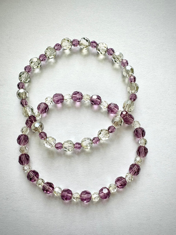 Iris & Silver Shade Crystal Bracelets – Premium Austrian Beads (Single or Set)