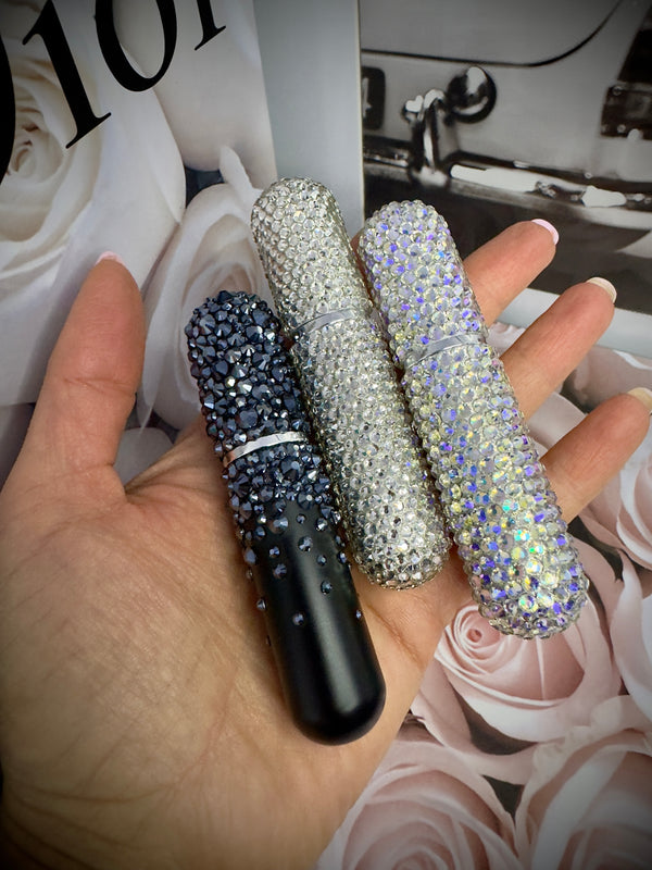 Glam on a Dime 5ml Perfume Atomisers with Full Cover Moonlight Crystals Embellishment (PERFUME NOT INCLUDED)