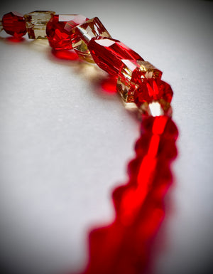 Red Crystal Heart Bracelet – Premium Austrian Beads with Gold Accent