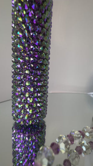 Crystal Paradise Shine Perfume Atomiser 10 ml – Premium Austrian Crystals with Green and Purple accents(PERFUME NOT INCLUDED)