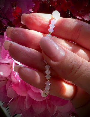 Opal Dream Crystal Bracelet – Preciosa Bicone Beads with Gold Accents
