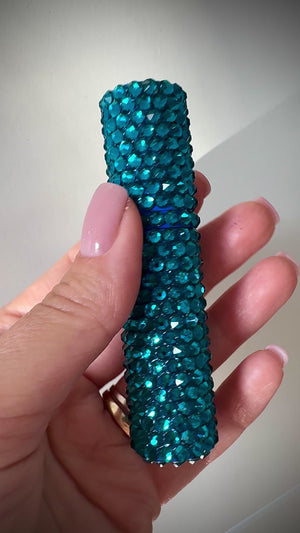 Glam on a Dime Blue Zircon Crystal Perfume Atomiser – Refillable Travel Spray Bottle | Full-Cover Sparkle | Budget-Friendly Luxury (PERFUME NOT INCLUDED)
