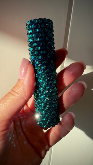 Glam on a Dime Blue Zircon Crystal Perfume Atomiser – Refillable Travel Spray Bottle | Full-Cover Sparkle | Budget-Friendly Luxury (PERFUME NOT INCLUDED)